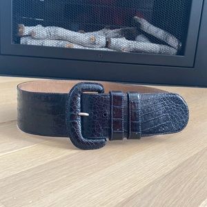 Vintage Donna Karan Black Genuine Caiman Crocodile Belt